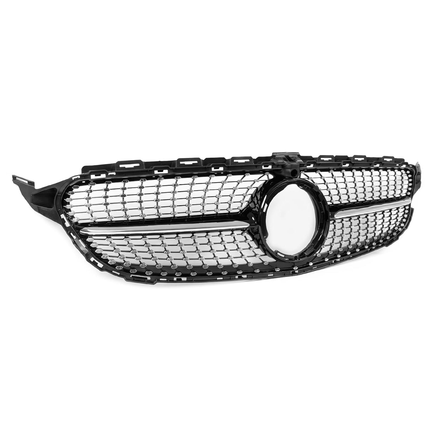 Diamantfrontgrill Mercedes med kamera W205 / S205 / C205 Blank svart (18-21)