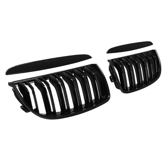 Grill E90/E91 Blank svart dobbelribbede (05-08) Pre Lci
