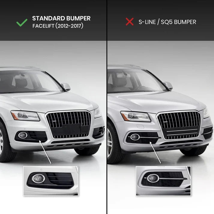 RS-style tåkelysgrillsett for Audi Q5 8R facelift (12-17) standardversjon, svart