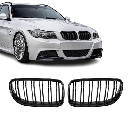 Grill E90/E91 Blank Svart dubbelribbade (08-11) LCI