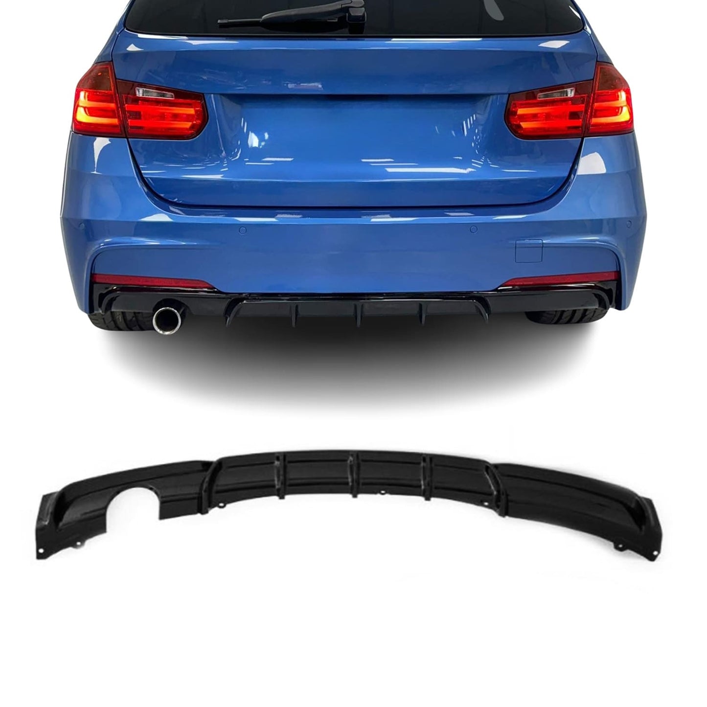 Diffuser bak F30/F31 M-sport 316/318/320 enkel vänster utblås blank svart (11-18)
