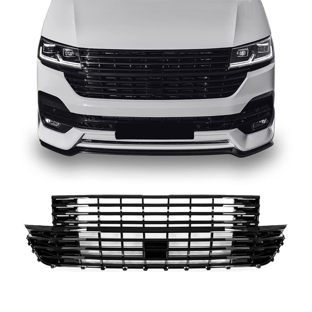 Frontgrill uten emblem for VW T6.1 (19-) blank svart