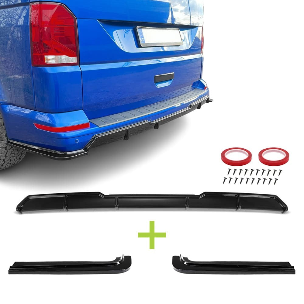 MX-stil bakre diffuser + bakre sidediffuser Volkswagen Transporter T6/T6.1 blank svart