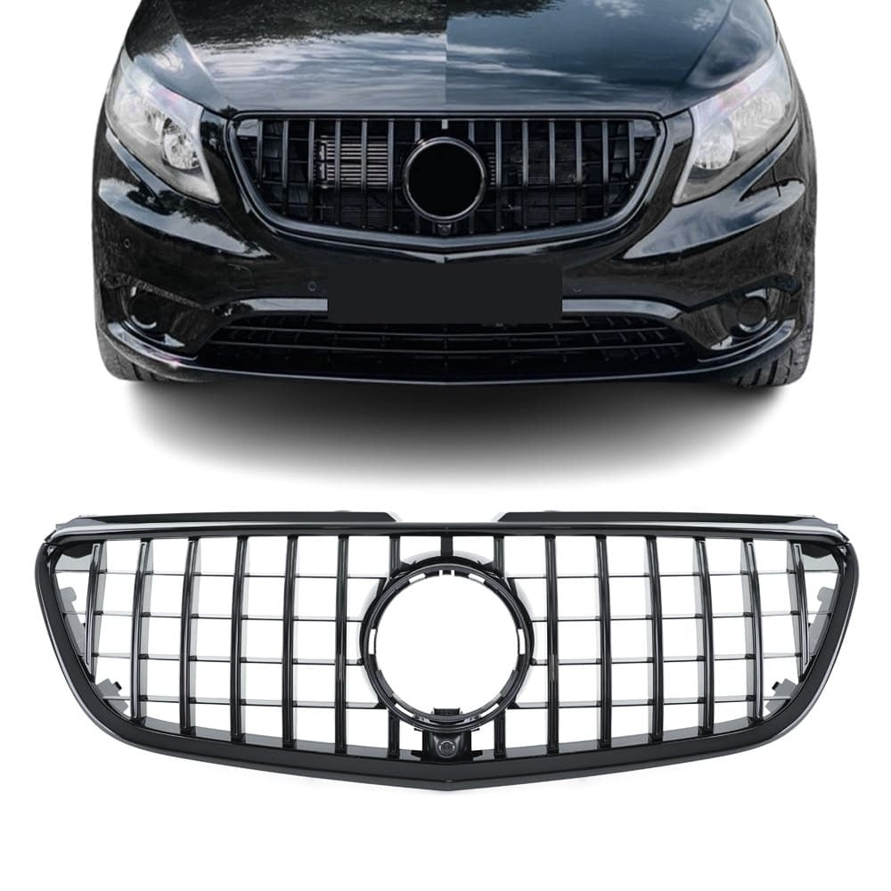 GT R Panamericana-stil grill Mercedes Vito W447 Blank svart (14-19)