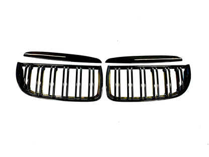 Grill E90/E91 Blank svart dobbelribbede (05-08) Pre Lci