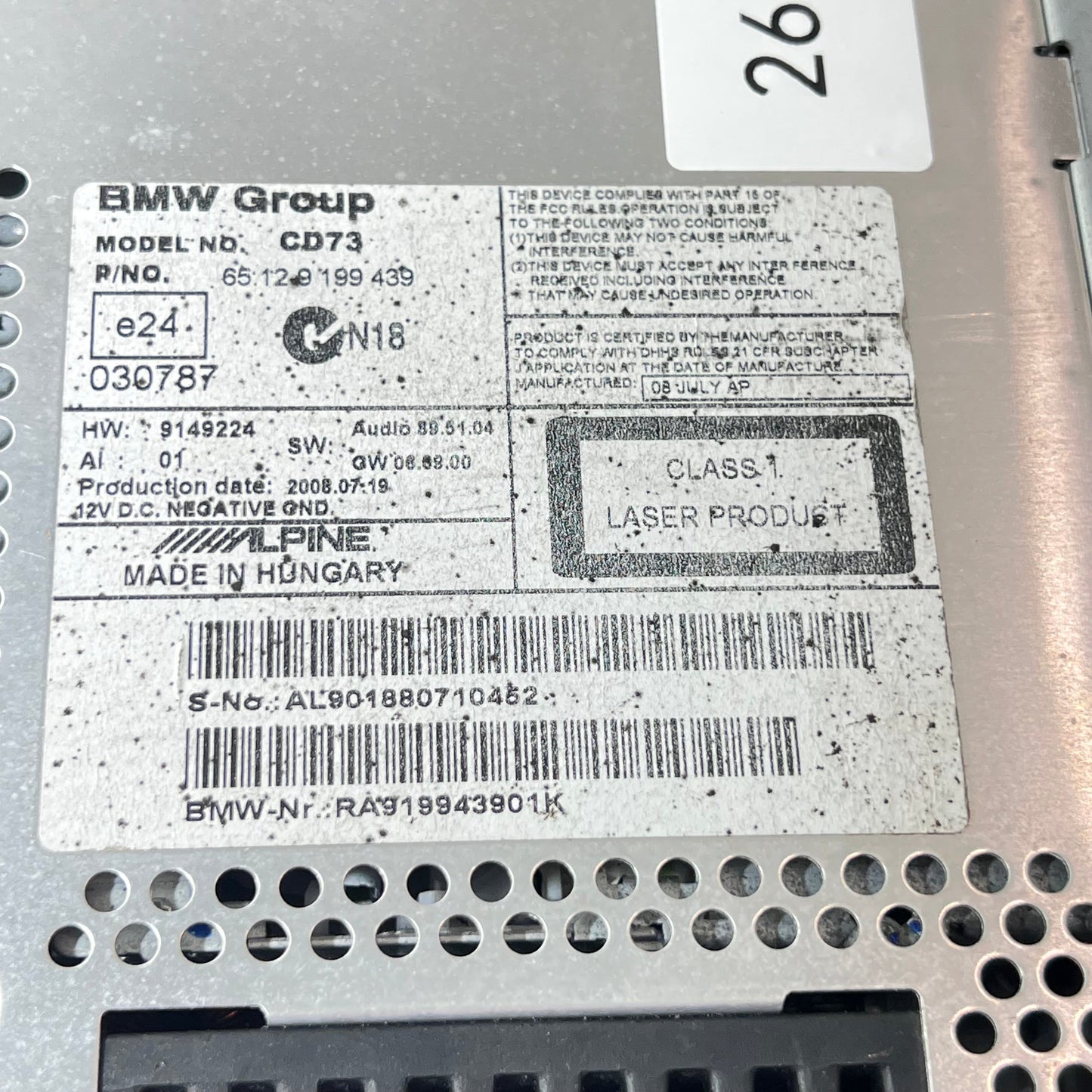 Professional Radio Bmw E90 / E91 / E92 / E93  art: 65129199439