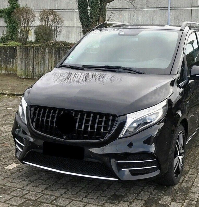 GT R Panamericana-stil grill Mercedes Vito W447 Blank svart (14-19)