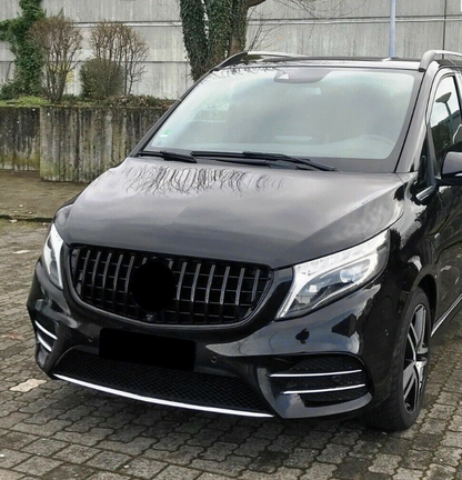 GT R Panamericana-stil grill Mercedes Vito W447 Blank svart (14-19)