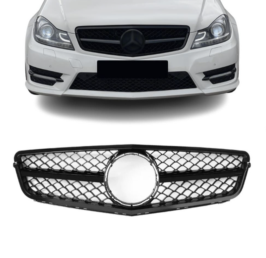 C63-stil Grill Mercedes W204 / S204 / C204 Blank svart (07-14)