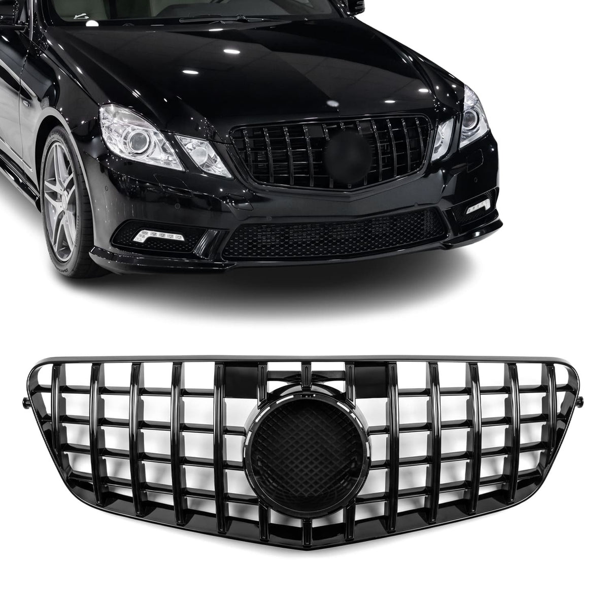 Panamericana GT-stil Frontgrill for Mercedes W212 / S212 pre-facelift (09-13), blank svart