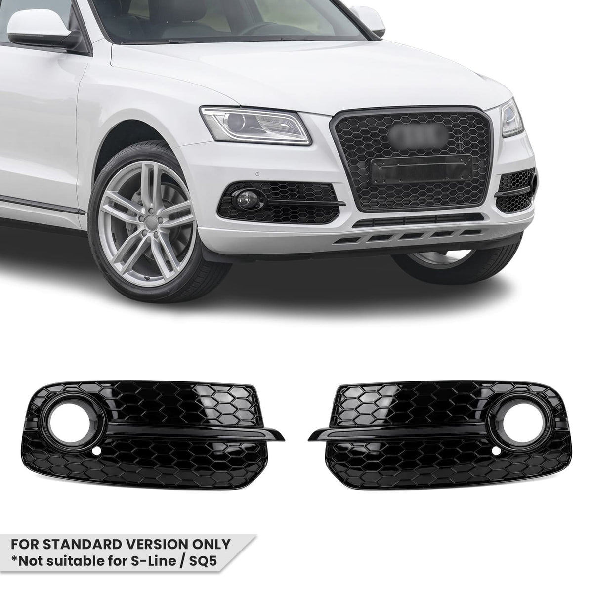RS-style tåkelysgrillsett for Audi Q5 8R facelift (12-17) standardversjon, svart