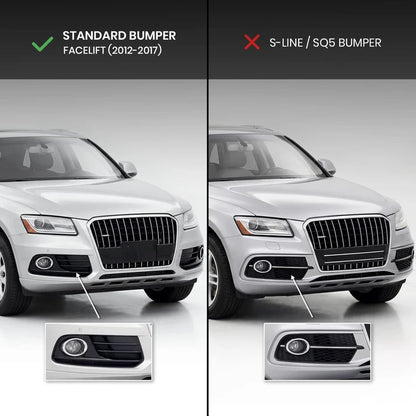 RS-style tåkelysgrillsett for Audi Q5 8R facelift (12-17) standardversjon, svart